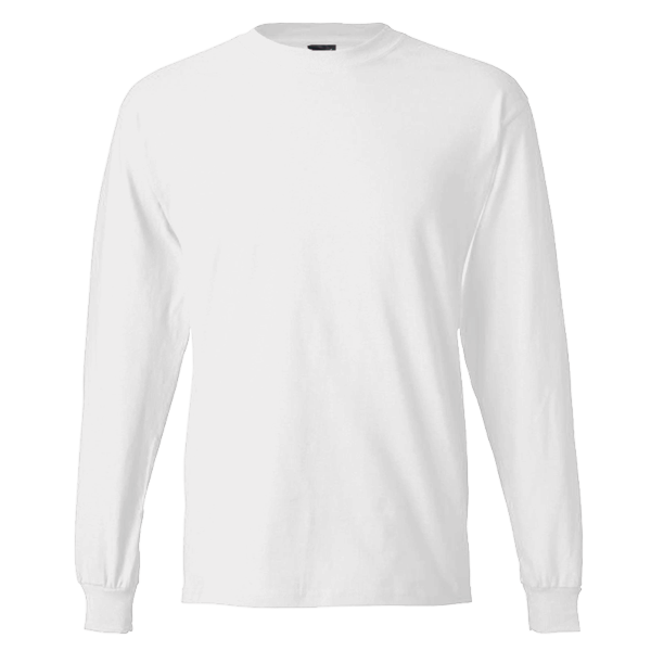 Hanes Unisex Beefy-T® Long Sleeve T-Shirt, White, Front view