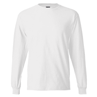 Hanes Unisex Beefy-T® Long Sleeve T-Shirt, White, Front view