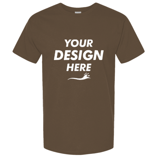 Hanes Unisex Beefy-T® Retro Street T-Shirt, Army Brown, Front view, Mockup