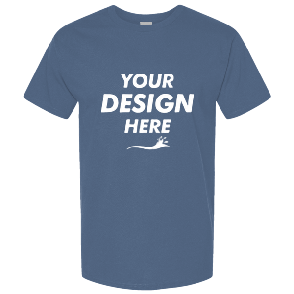 Hanes Unisex Beefy-T® Retro Street T-Shirt, Denim Blue, Front view, Mockup