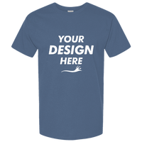Hanes Unisex Beefy-T® Retro Street T-Shirt, Denim Blue, Front view, Mockup