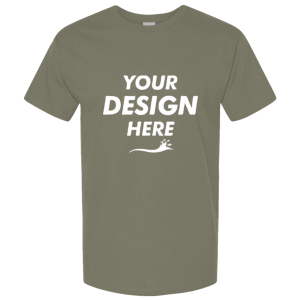 Hanes Unisex Beefy-T® Retro Street T-Shirt, Fatigue Green, Front view, Mockup