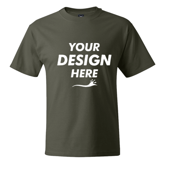 Hanes Unisex Beefy-T® T-Shirt, Fatigue Green, Front view, Mockup