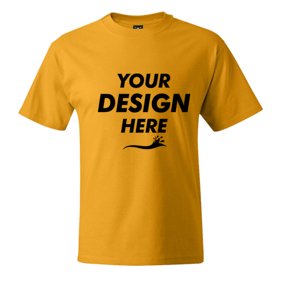 Hanes Unisex Beefy-T® T-Shirt, Gold, Front view, Mockup