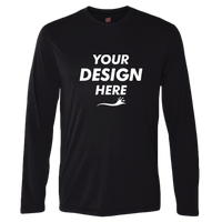 Hanes Unisex Cool DRI® Long Sleeve Performance T-Shirt, Black, Front view, Mockup