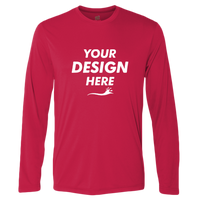 Hanes Unisex Cool DRI® Long Sleeve Performance T-Shirt, Deep Red, Front view, Mockup