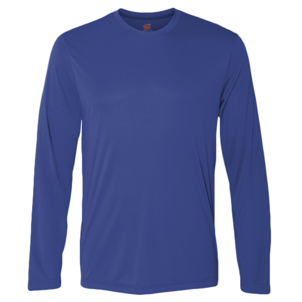 Hanes Unisex Cool DRI® Long Sleeve Performance T-Shirt, Deep Royal, Front view