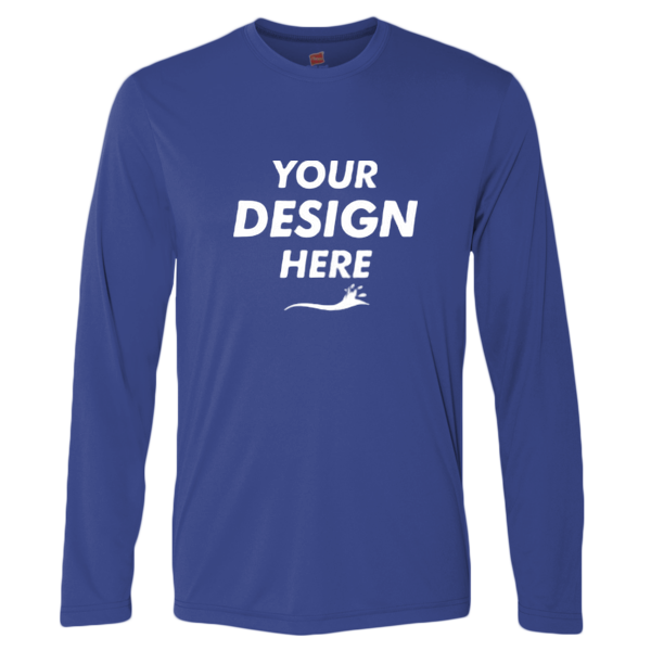 Hanes Unisex Cool DRI® Long Sleeve Performance T-Shirt, Deep Royal, Front view, Mockup