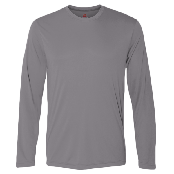 Hanes Unisex Cool DRI® Long Sleeve Performance T-Shirt, Graphite, Front view