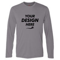 Hanes Unisex Cool DRI® Long Sleeve Performance T-Shirt, Graphite, Front view, Mockup