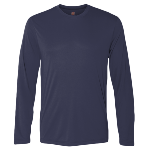 Hanes Unisex Cool DRI® Long Sleeve Performance T-Shirt, Navy, Front view