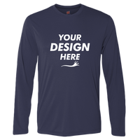 Hanes Unisex Cool DRI® Long Sleeve Performance T-Shirt, Navy, Front view, Mockup