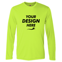 Hanes Unisex Cool DRI® Long Sleeve Performance T-Shirt, Safety Green, Front view, Mockup