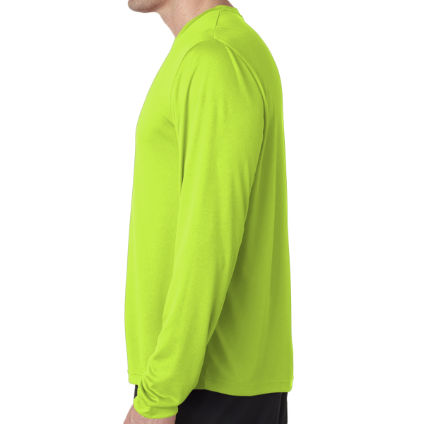 Hanes Unisex Cool DRI® Long Sleeve Performance T-Shirt, Safety Green, Left Sleeve view