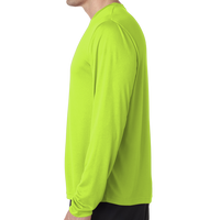 Hanes Unisex Cool DRI® Long Sleeve Performance T-Shirt, Safety Green, Left Sleeve view