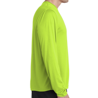 Hanes Unisex Cool DRI® Long Sleeve Performance T-Shirt, Safety Green, Right Sleeve view