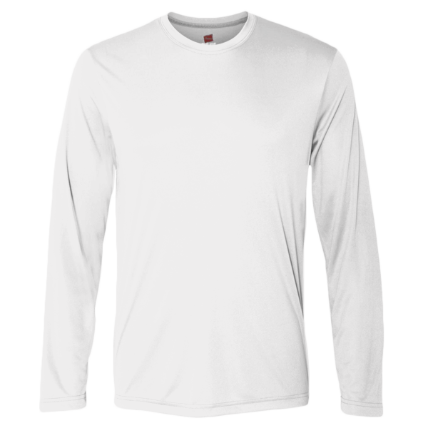Hanes Unisex Cool DRI® Long Sleeve Performance T-Shirt, White, Front view