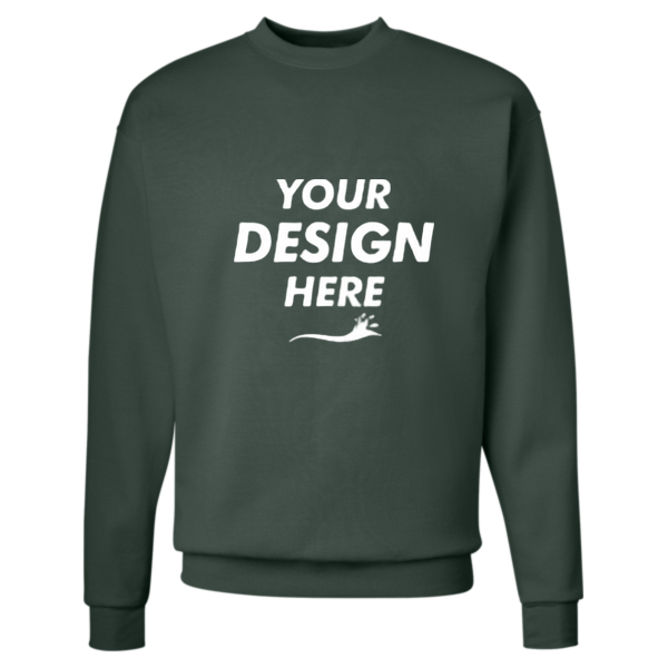 Hanes Unisex EcoSmart® Crewneck Sweatshirt, Deep Forest, Front view, Mockup