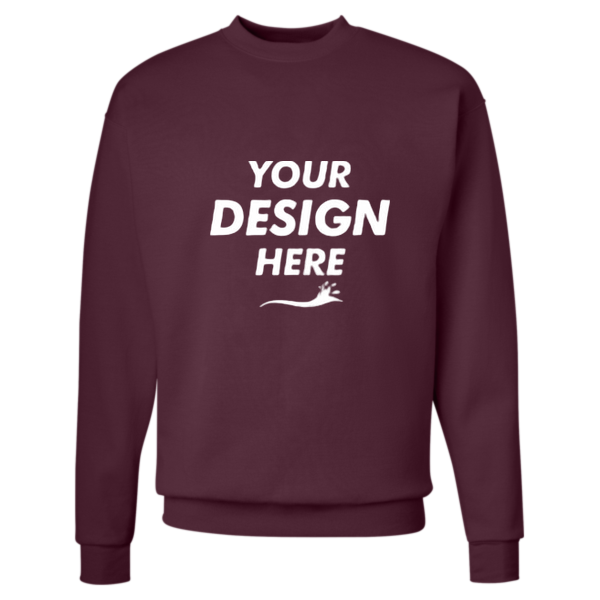 Hanes Unisex EcoSmart® Crewneck Sweatshirt, Maroon, Front view, Mockup