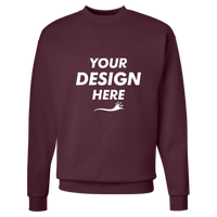 Hanes Unisex EcoSmart® Crewneck Sweatshirt, Maroon, Front view, Mockup