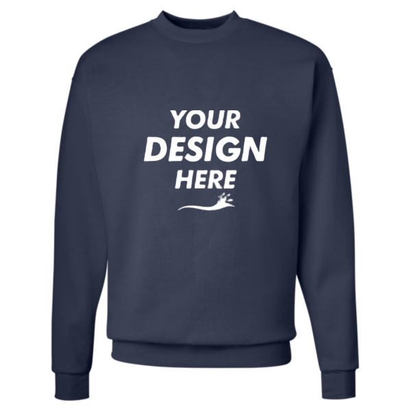 Hanes Unisex EcoSmart® Crewneck Sweatshirt, Navy, Front view, Mockup