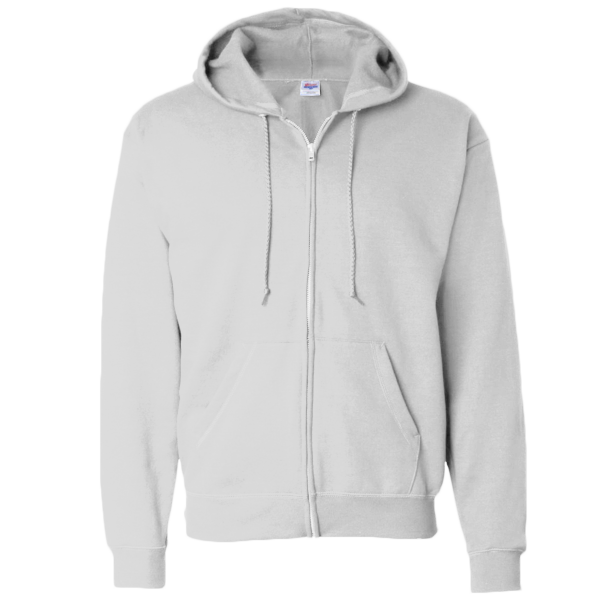 Hanes Unisex EcoSmart® Full-Zip Hooded Sweatshirt, Ash, Front view