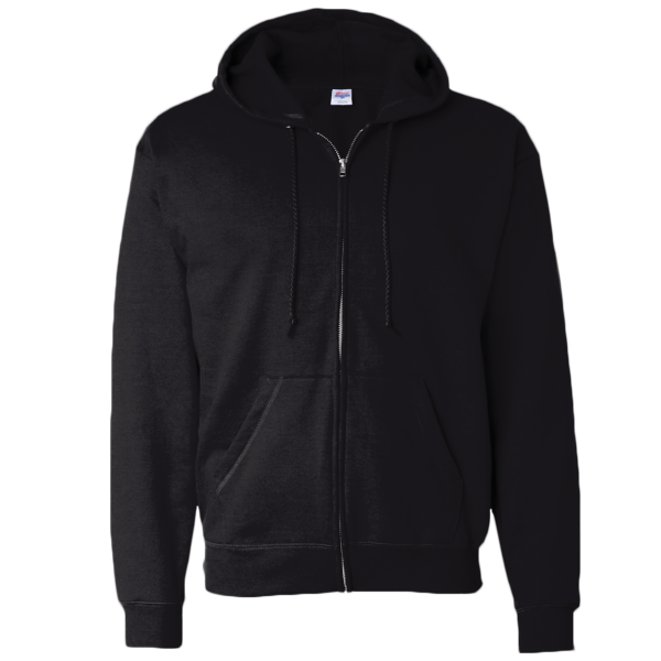 Hanes Unisex EcoSmart® Full-Zip Hooded Sweatshirt, Black, Front view