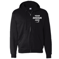 Hanes Unisex EcoSmart® Full-Zip Hooded Sweatshirt, Black, Front view, Mockup