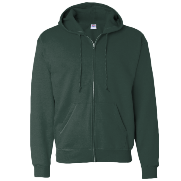 Hanes Unisex EcoSmart® Full-Zip Hooded Sweatshirt, Deep Forest, Front view