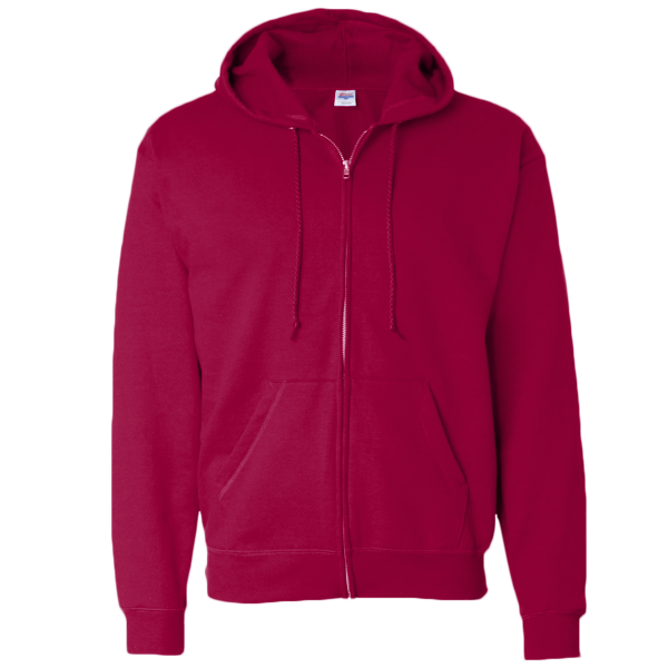 Hanes Unisex EcoSmart® Full-Zip Hooded Sweatshirt, Deep Red, Front view