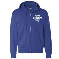 Hanes Unisex EcoSmart® Full-Zip Hooded Sweatshirt, Deep Royal, Front view, Mockup