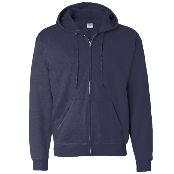 Hanes Unisex EcoSmart® Full-Zip Hooded Sweatshirt, Navy, Front view