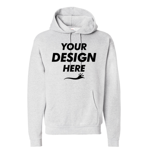 Hanes Unisex EcoSmart® Hooded Sweatshirt, Ash, Front view, Mockup