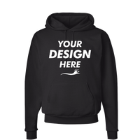 Hanes Unisex EcoSmart® Hooded Sweatshirt, Black, Front view, Mockup