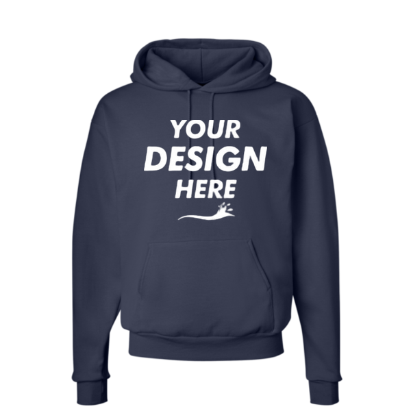 Hanes Unisex EcoSmart® Hooded Sweatshirt, Navy, Front view, Mockup