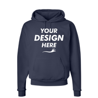 Hanes Unisex EcoSmart® Hooded Sweatshirt, Navy, Front view, Mockup