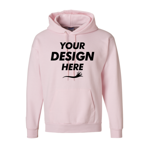 Hanes Unisex EcoSmart® Hooded Sweatshirt, Pale Pink, Front view, Mockup