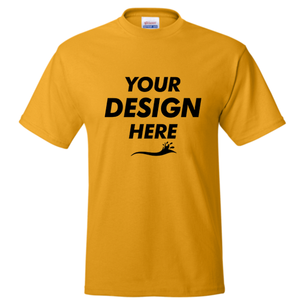 Hanes Unisex EcoSmart® T-Shirt, Gold, Front view, Mockup