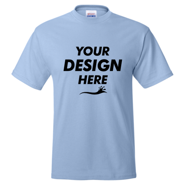 Hanes Unisex EcoSmart® T-Shirt, Light Blue, Front view, Mockup