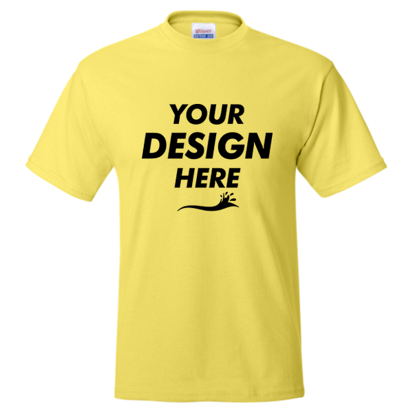 Hanes Unisex EcoSmart® T-Shirt, Yellow, Front view, Mockup