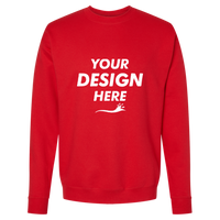 Hanes Unisex Perfect Sweats Crewneck Sweatshirt, Athletic Red, Front view, Mockup