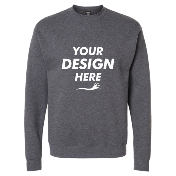 Hanes Unisex Perfect Sweats Crewneck Sweatshirt, Charcoal Heather, Front view, Mockup