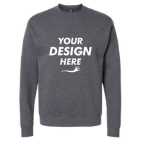 Hanes Unisex Perfect Sweats Crewneck Sweatshirt, Charcoal Heather, Front view, Mockup