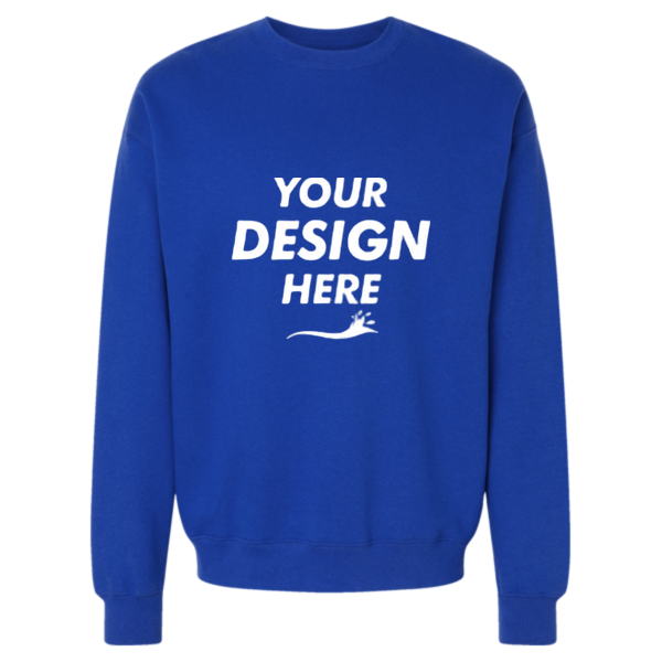 Hanes Unisex Perfect Sweats Crewneck Sweatshirt, Deep Royal, Front view, Mockup