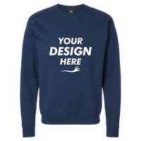 Hanes Unisex Perfect Sweats Crewneck Sweatshirt, Navy, Front view, Mockup