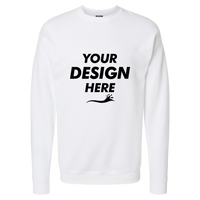 Hanes Unisex Perfect Sweats Crewneck Sweatshirt, White, Front view, Mockup