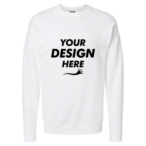 Hanes Unisex Perfect Sweats Crewneck Sweatshirt, White, Front view, Mockup
