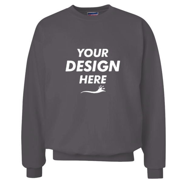 Hanes Unisex Ultimate Cotton® Crewneck Sweatshirt, Charcoal Heather, Front view, Mockup