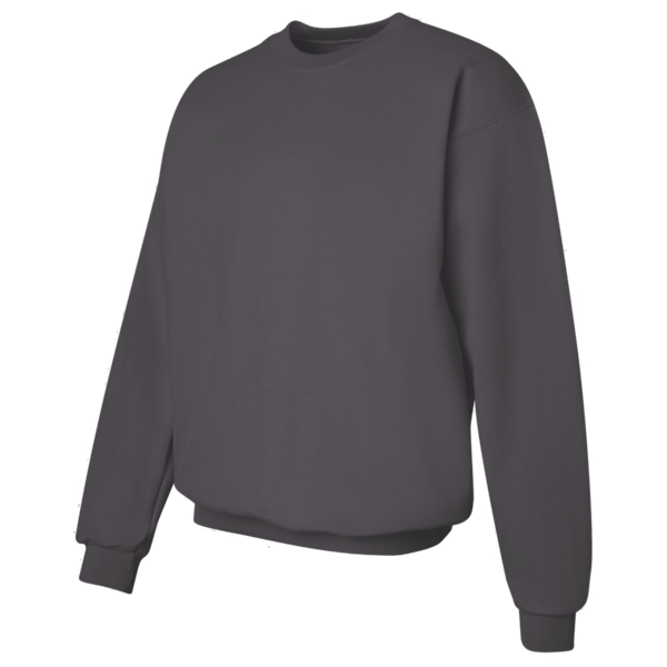 Hanes Unisex Ultimate Cotton® Crewneck Sweatshirt, Charcoal Heather, Left Sleeve view