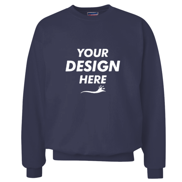 Hanes Unisex Ultimate Cotton® Crewneck Sweatshirt, Navy, Front view, Mockup
